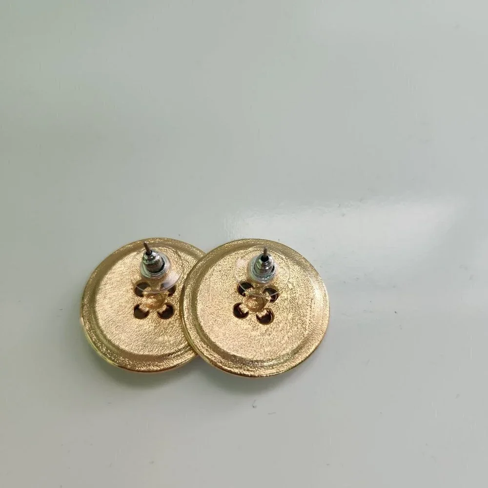 Vintage Goldtone Button Earrings